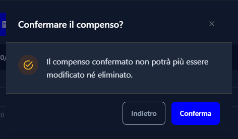 La richiesta di conferma prima di rendere definitivo il compenso